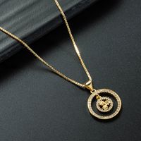 Wholesale Jewelry Hollow Pineapple Palm Pendant Copper Inlaid Zircon Necklace Nihaojewelry sku image 3