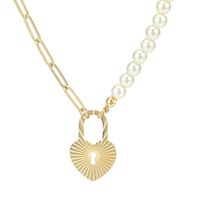 Heart Shape Lock Pendant Stainless Steel Fashion Necklace Wholesale Jewelry Nihaojewelry sku image 1