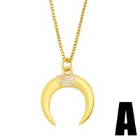 Wholesale Jewelry Fashion Crescent Inlaid Zircon Pendant Necklace Nihaojewelry sku image 1