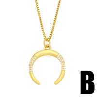 Wholesale Jewelry Fashion Crescent Inlaid Zircon Pendant Necklace Nihaojewelry sku image 2
