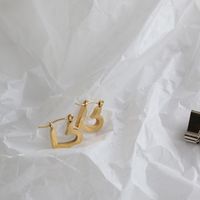 Bijoux En Gros Coeur Boucles D&#39;oreilles En Acier Titane Brillant Nihaojewelry sku image 2