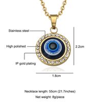 Wholesale Jewelry Stainless Steel Evil Eye Round Pendant Necklace Nihaojewelry sku image 1