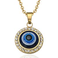 Wholesale Jewelry Stainless Steel Evil Eye Round Pendant Necklace Nihaojewelry sku image 2