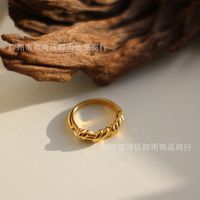 Wholesale Fashion Twist Rotating Wide Titanium Steel 18k Gold Plated Ring Nihaojewelry sku image 11