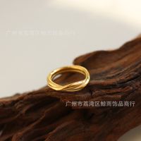 Wholesale Fashion Twist Rotating Wide Titanium Steel 18k Gold Plated Ring Nihaojewelry sku image 8