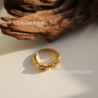 Wholesale Fashion Twist Rotating Wide Titanium Steel 18k Gold Plated Ring Nihaojewelry sku image 12