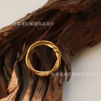 Wholesale Fashion Twist Rotating Wide Titanium Steel 18k Gold Plated Ring Nihaojewelry sku image 4