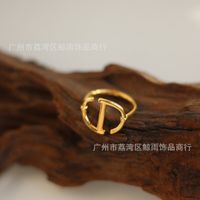Wholesale Fashion Twist Rotating Wide Titanium Steel 18k Gold Plated Ring Nihaojewelry sku image 22
