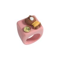 Wholesale Cartoon Bear Resin Candy Color Ring Nihaojewelry sku image 2