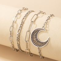 Wholesale Jewelry Retro Moon Thick Chain Bracelet 4-piece Set Nihaojewelry sku image 1