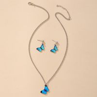 Wholesale Jewelry Alloy Butterfly Pendant Bohemian Style Necklace Earring Set Nihaojewelry sku image 1