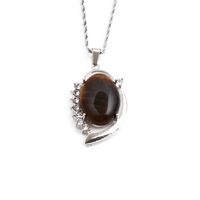 Crystal Tiger Eye Stone Oval Pendant Fashion Necklace Wholesale Jewelry Nihaojewelry sku image 1