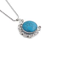 Turquoise Round Pendant Twist Chain Necklace Wholesale Jewelry Nihaojewelry sku image 1