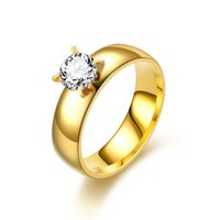 Wholesale Fashion Zircon 18k Gold Titanium Steel Ring Nihaojewelry sku image 10