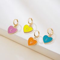 Großhandel Schmuck Mehrfarbiger Herzförmiger Buchstabe Love Brief Ohrringe Nihaojewelry main image 1