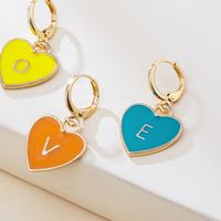 الجملة مجوهرات متعدد الألوان القلب على شكل إلكتروني الحب إلكتروني الأقراط Nihaojewelry main image 3