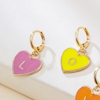 Vente En Gros Bijoux Lettre En Forme De Coeur Multicolore Boucles D&#39;oreilles Lettre Love Nihaojewelry main image 4