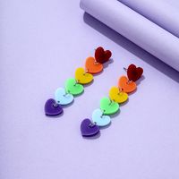 Wholesale Jewelry Rainbow Color Heart-shaped Tassel Earrings Nihaojewelry main image 4