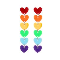 Wholesale Jewelry Rainbow Color Heart-shaped Tassel Earrings Nihaojewelry main image 6