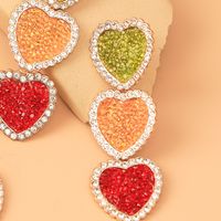 Wholesale Jewelry Full Diamond Hit Color Heart-shaped Tasssl Earrings Nihaojewelry main image 4