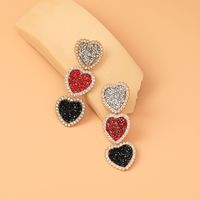 Wholesale Jewelry Full Diamond Hit Color Heart-shaped Tasssl Earrings Nihaojewelry main image 5