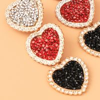 Wholesale Jewelry Full Diamond Hit Color Heart-shaped Tasssl Earrings Nihaojewelry main image 6