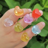 Candy Color Transparent Heart Shape Simple Ring Wholesale Jewelry Nihaojewelry main image 3