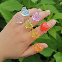 Candy Color Transparent Heart Shape Simple Ring Wholesale Jewelry Nihaojewelry main image 4