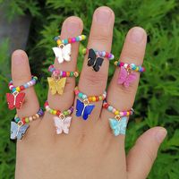 Wholesale Jewelry Rice Bead Elastic Butterfly Ring Nihaojewelry main image 4
