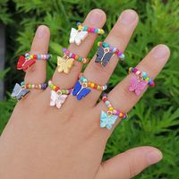 Wholesale Jewelry Rice Bead Elastic Butterfly Ring Nihaojewelry main image 6