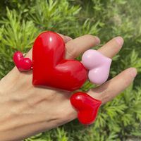 Wholesale Jewelry Solid Color Heart Resin Ring Nihaojewelry main image 2