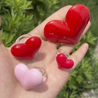 Wholesale Jewelry Solid Color Heart Resin Ring Nihaojewelry main image 3
