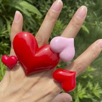 Wholesale Jewelry Solid Color Heart Resin Ring Nihaojewelry main image 4