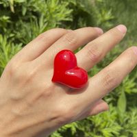 Wholesale Jewelry Solid Color Heart Resin Ring Nihaojewelry main image 5
