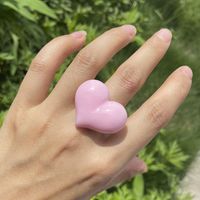 Wholesale Jewelry Solid Color Heart Resin Ring Nihaojewelry main image 6