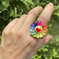 Wholesale Jewelry Daisy Flower Color Smiley Resin Ring Nihaojewelry main image 3