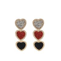 Wholesale Jewelry Full Diamond Hit Color Heart-shaped Tasssl Earrings Nihaojewelry sku image 1