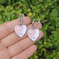 Wholesale Jewelry Heart Flower Tai Chi Oil Dripping Earrings Nihaojewelry sku image 12