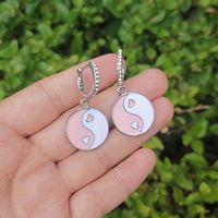 Wholesale Jewelry Heart Flower Tai Chi Oil Dripping Earrings Nihaojewelry sku image 17