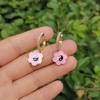 Wholesale Jewelry Heart Flower Tai Chi Oil Dripping Earrings Nihaojewelry sku image 18