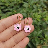 Wholesale Jewelry Heart Flower Tai Chi Oil Dripping Earrings Nihaojewelry sku image 7