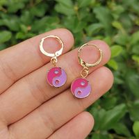 Wholesale Jewelry Heart Flower Tai Chi Oil Dripping Earrings Nihaojewelry sku image 23