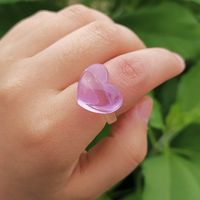 Candy Color Transparent Heart Shape Simple Ring Wholesale Jewelry Nihaojewelry sku image 7