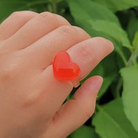 Candy Color Transparent Heart Shape Simple Ring Wholesale Jewelry Nihaojewelry sku image 1