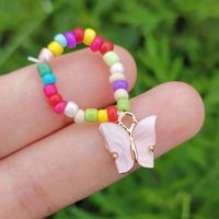 Wholesale Jewelry Rice Bead Elastic Butterfly Ring Nihaojewelry sku image 5