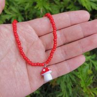 Cute Mushroom Pendant Color Rice Bead Necklace Wholesale Jewelry Nihaojewelry sku image 1