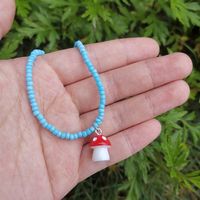 Cute Mushroom Pendant Color Rice Bead Necklace Wholesale Jewelry Nihaojewelry sku image 2