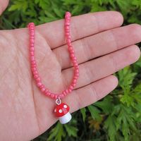 Cute Mushroom Pendant Color Rice Bead Necklace Wholesale Jewelry Nihaojewelry sku image 5