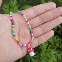 Cute Mushroom Pendant Color Rice Bead Necklace Wholesale Jewelry Nihaojewelry sku image 6