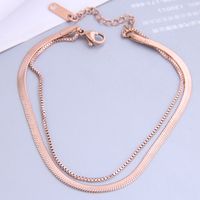 Wholesale Jewelry Simple Flat Snake Chain Titanium Steel Double Layer Anklet Nihaojewelry main image 3